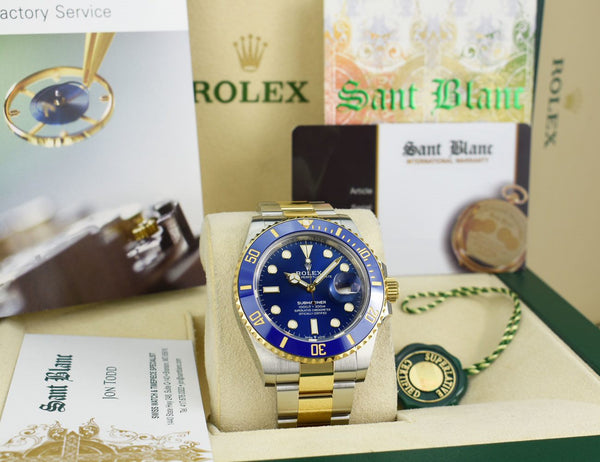 ROLEX 41mm 18kt Gold Stainless Steel Submariner Blue Dial with