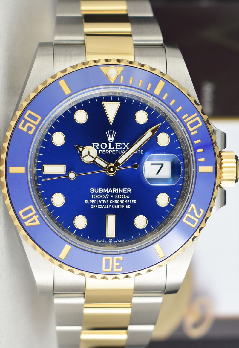 ROLEX 41mm 18kt Gold & Stainless Steel Submariner Blue Dial with Card Model 126613 LB