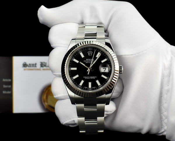 ROLEX 41mm 18kt White Gold Stainless Steel DateJust II Black