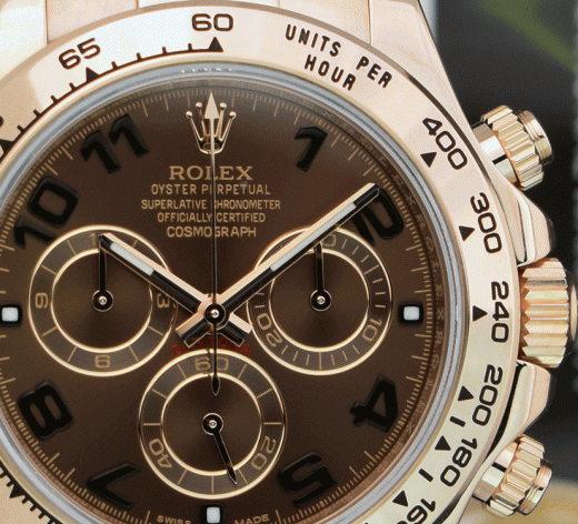 ROLEX 40mm 18kt Rose Gold Daytona Chocolate Arabic Dial Model