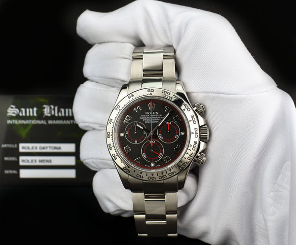 Rolex daytona white gold red outlet dial