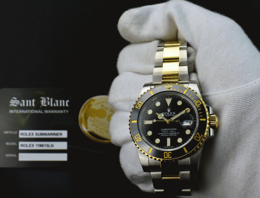 ROLEX 18kt Gold Stainless Submariner Black Ceramic Model 116613