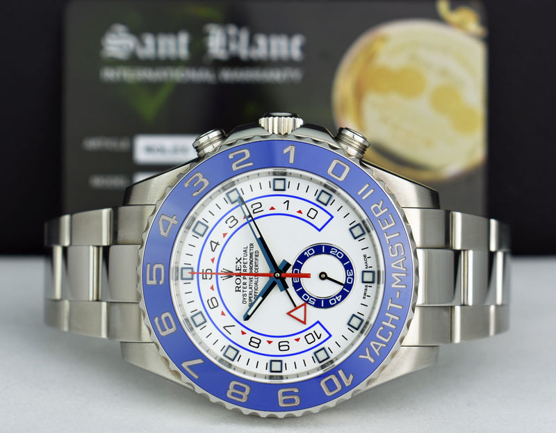 ROLEX 44mm Stainless Steel Yachtmaster II White Dial Blue Hands Model 116680