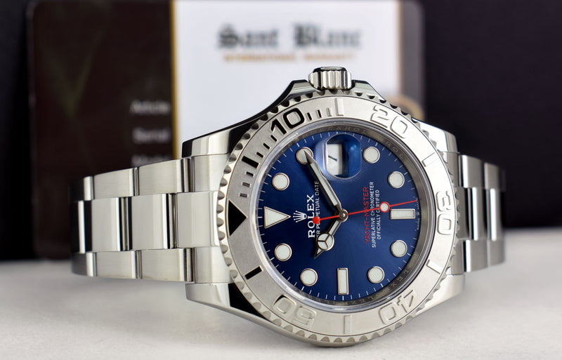ROLEX 40mm Platinum & Stainless Steel Yachtmaster Blue Dial Model 126622