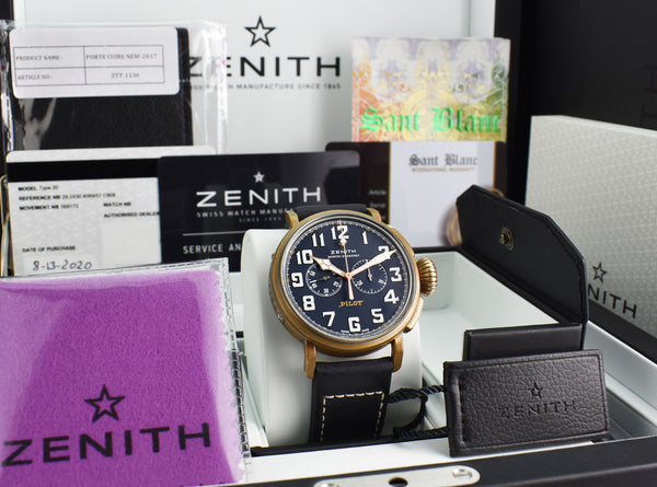 ZENITH 45mm Bronze Pilot Type 20 Extra Special Blue Dial Model