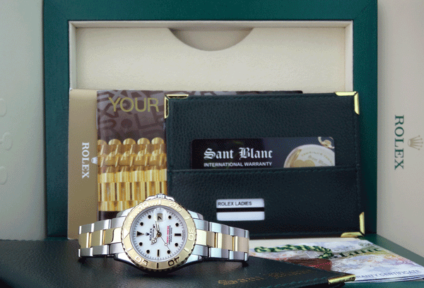 ROLEX Ladies 29mm 18kt Gold Stainless Steel YachtMaster White