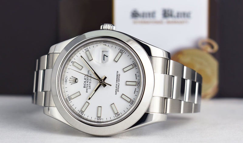 Mens 41mm Stainless Steel DateJust II White Index Dial Model 116300