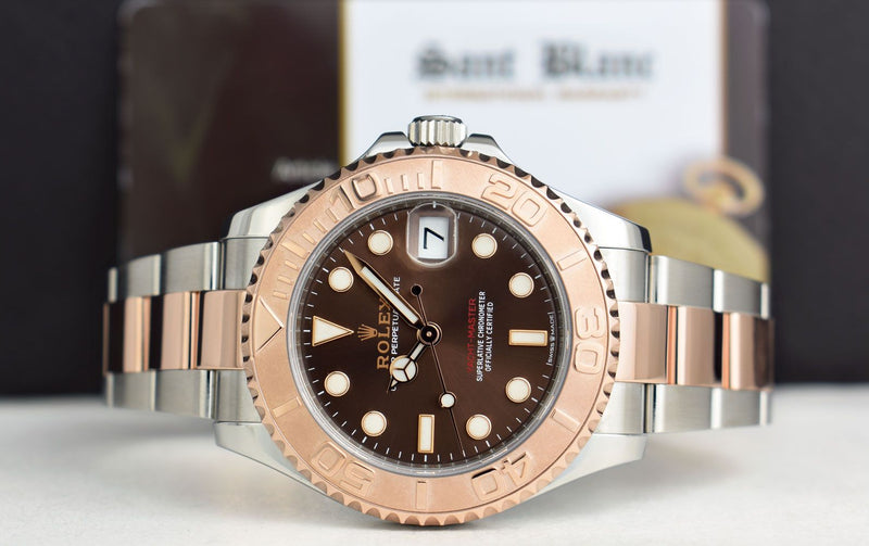 ROLEX - 37mm MidSize 18kt Rose Gold & SS YACHTMASTER 37 Chocolate Model 268621