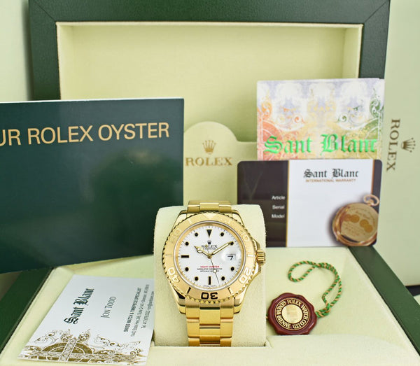 ROLEX - 40mm 18kt Gold YachtMaster White Index Dial Model