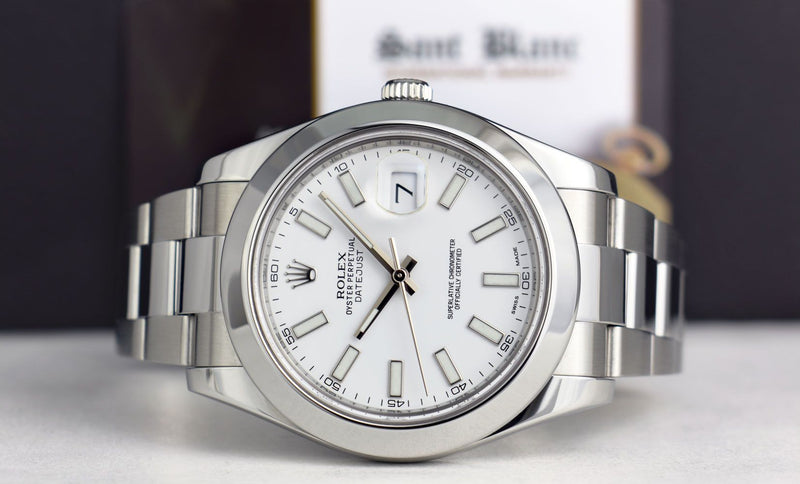 Mens 41mm Stainless Steel DateJust II White Index Dial Model 116300