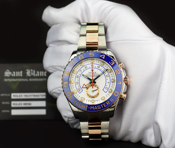 ROLEX 44mm 18kt Rose Gold & Stainless Steel YachtMaster II Blue