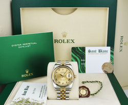 ROLEX Rehaut 36mm 18kt Gold & Stainless Steel DateJust Champagne Roman Model 116233