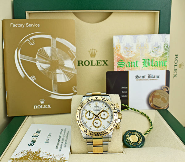 ROLEX 18kt Gold & Stainless Steel Daytona White Index Dial Model 116503