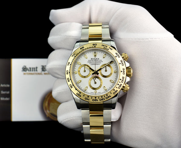 ROLEX 18kt Gold & Stainless Steel Daytona White Index Dial Model 116503