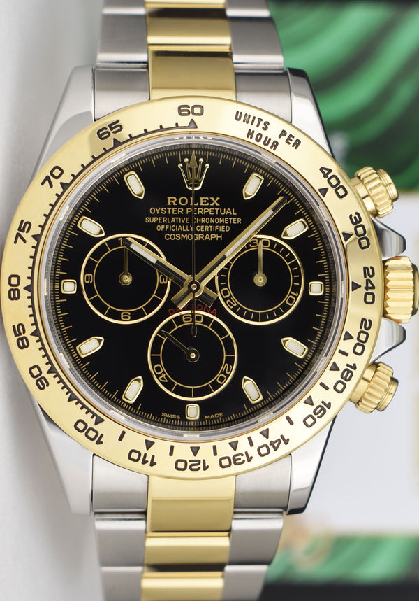 18kt Gold & Stainless Steel Daytona Black Index Dial Model 116503