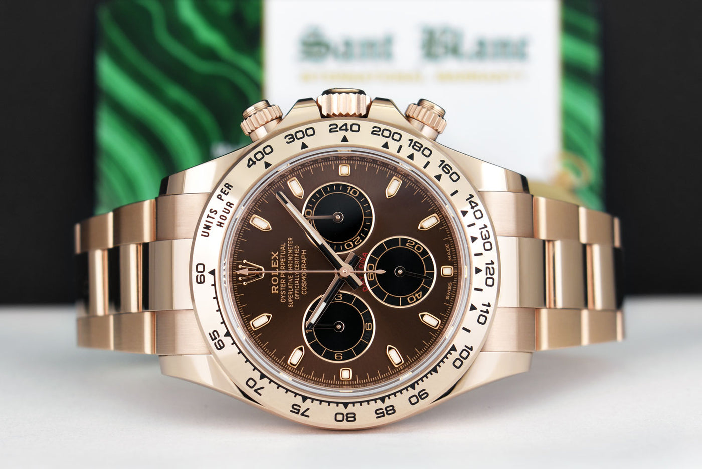 ROLEX 18kt Rose Gold Daytona Chocolate Panda Box Card & Tags Model