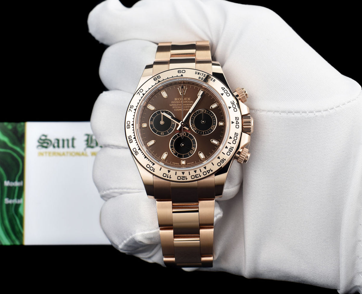 ROLEX 18kt Rose Gold Daytona Chocolate Panda Box Card & Tags Model