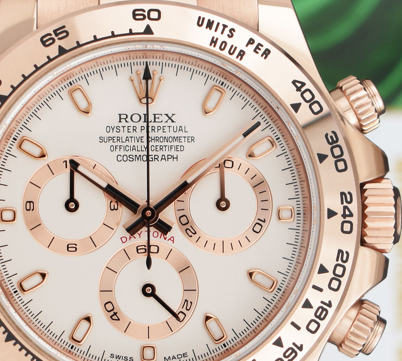 ROLEX 2019 18kt Rose Gold Daytona Ivory Index Box & Card Model 116505