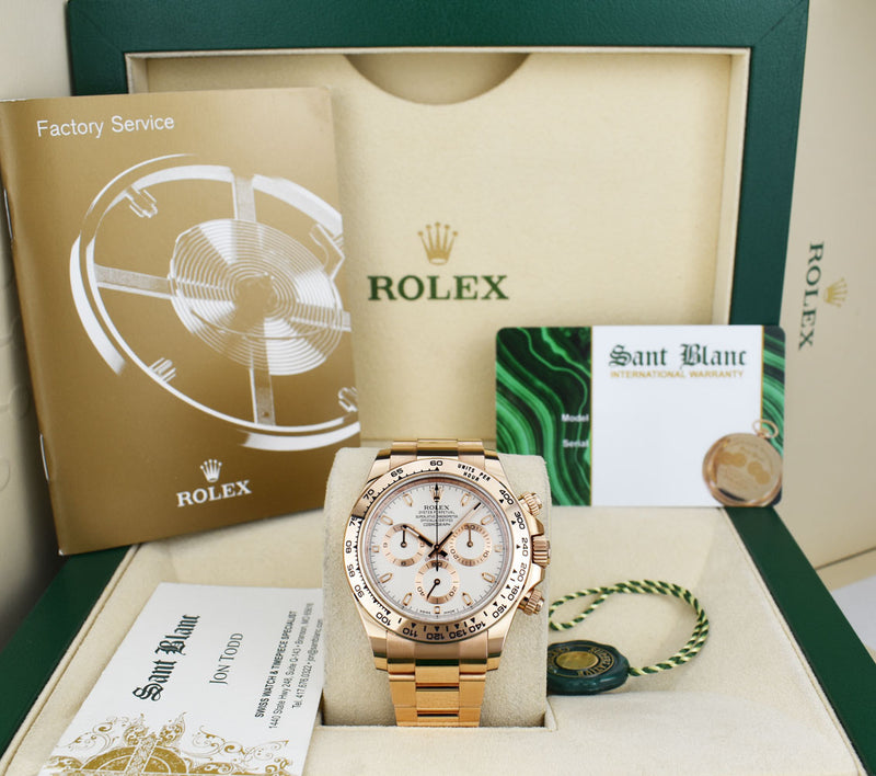 ROLEX 2019 18kt Rose Gold Daytona Ivory Index Box & Card Model 116505