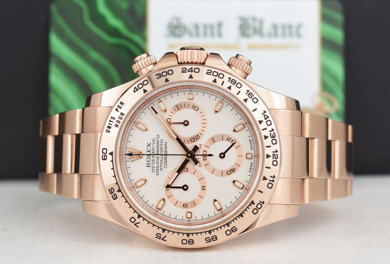 ROLEX 2019 18kt Rose Gold Daytona Ivory Index Box & Card Model 116505