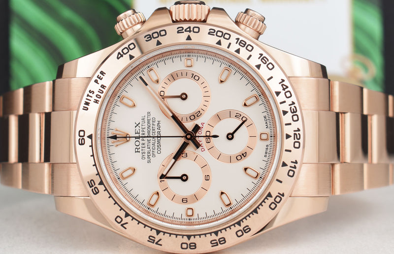 ROLEX 2019 18kt Rose Gold Daytona Ivory Index Box & Card Model 116505