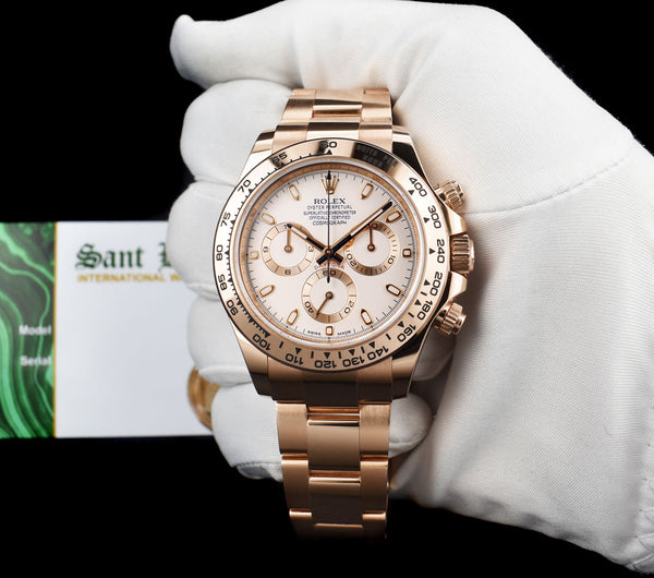 ROLEX 2019 18kt Rose Gold Daytona Ivory Index Box & Card Model 116505