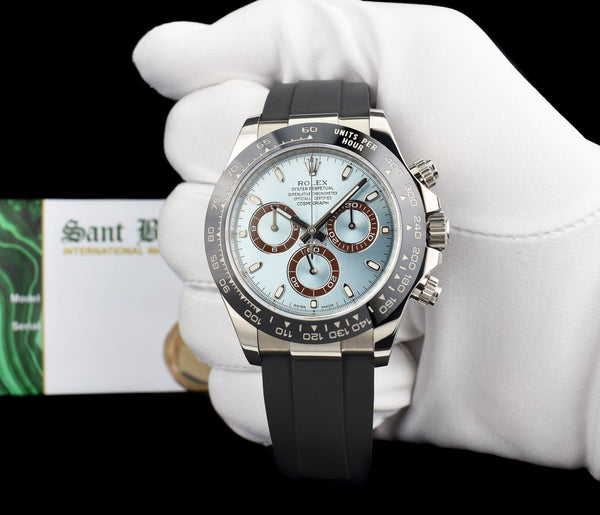 ROLEX White Gold Daytona Ice Blue Dial Oysterflex Strap Card Model 116519LN