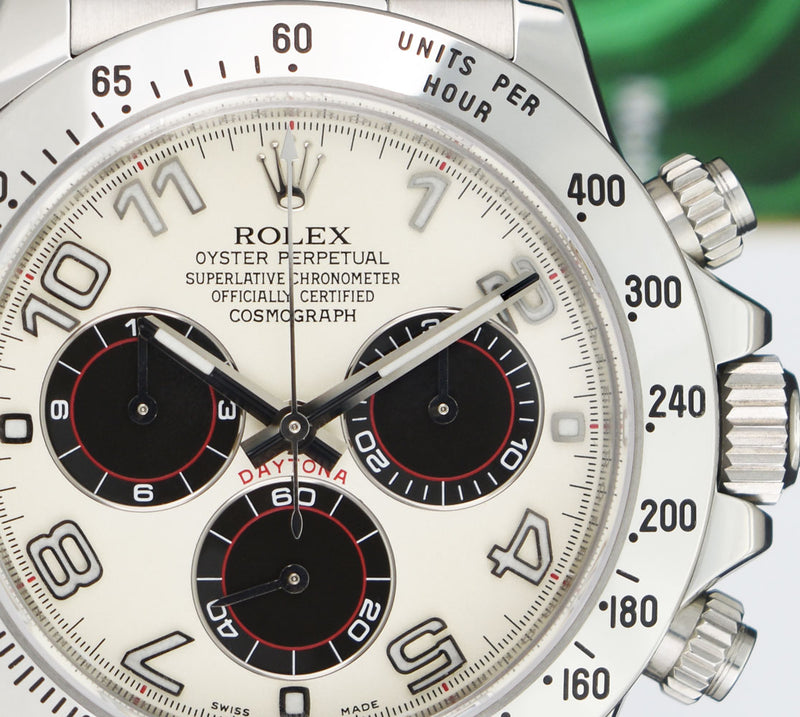 ROLEX 40mm Stainless Steel Daytona White Panda Dial Fat Buckle Model 116520