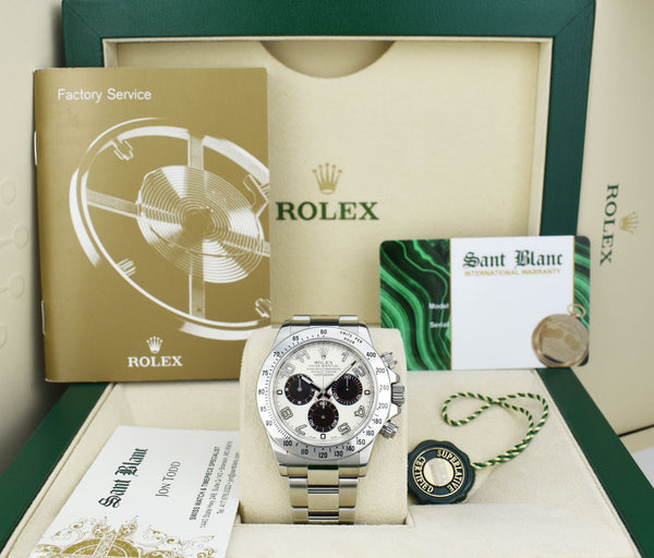 ROLEX 40mm Stainless Steel Daytona White Panda Dial Fat Buckle Model 116520