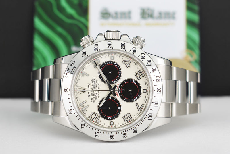 ROLEX 40mm Stainless Steel Daytona White Panda Dial Fat Buckle Model 116520