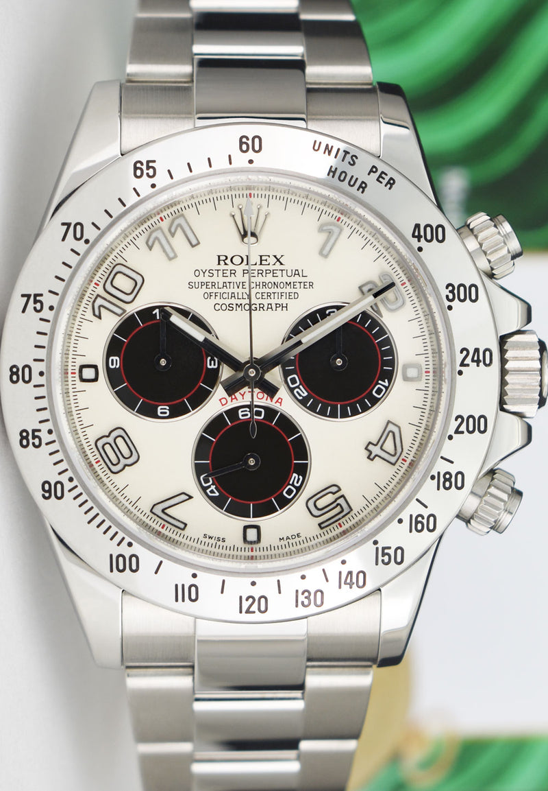 ROLEX 40mm Stainless Steel Daytona White Panda Dial Fat Buckle Model 116520