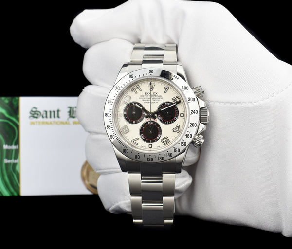 ROLEX 40mm Stainless Steel Daytona White Panda Dial Fat Buckle Model 116520