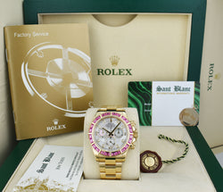 ROLEX 40mm 18kt Gold Daytona Mother of Pearl Diamond Custom Pink Bezel Model 116528