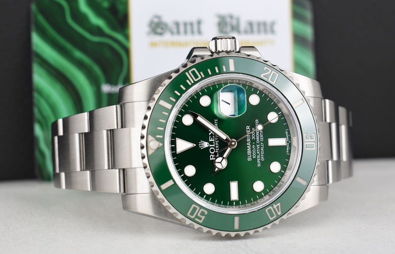 ROLEX 40mm Stainless Steel Submariner Green Dial Hulk Model 116610LV*
