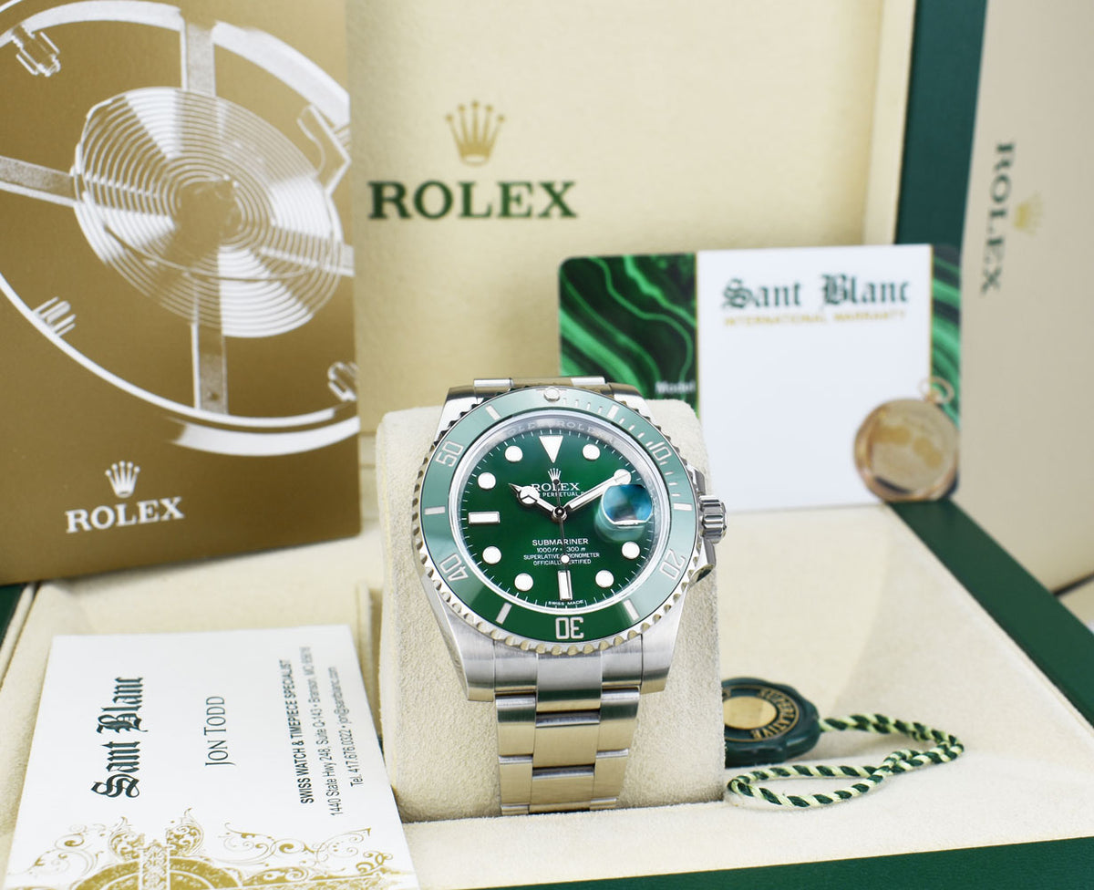 ROLEX 40mm Stainless Steel Submariner Green Hulk with Card Model