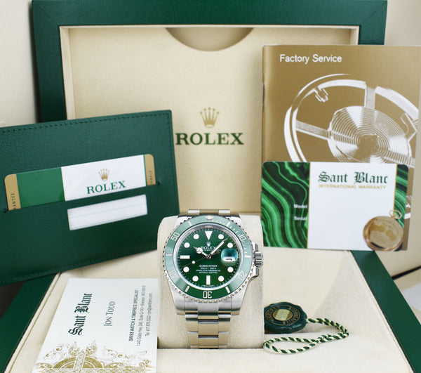 ROLEX 40mm Stainless Steel Submariner Green Hulk with Card Model 116610LV