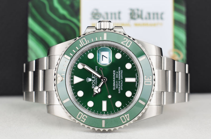 ROLEX 40mm Stainless Steel Submariner Green Dial Hulk Model 116610LV*