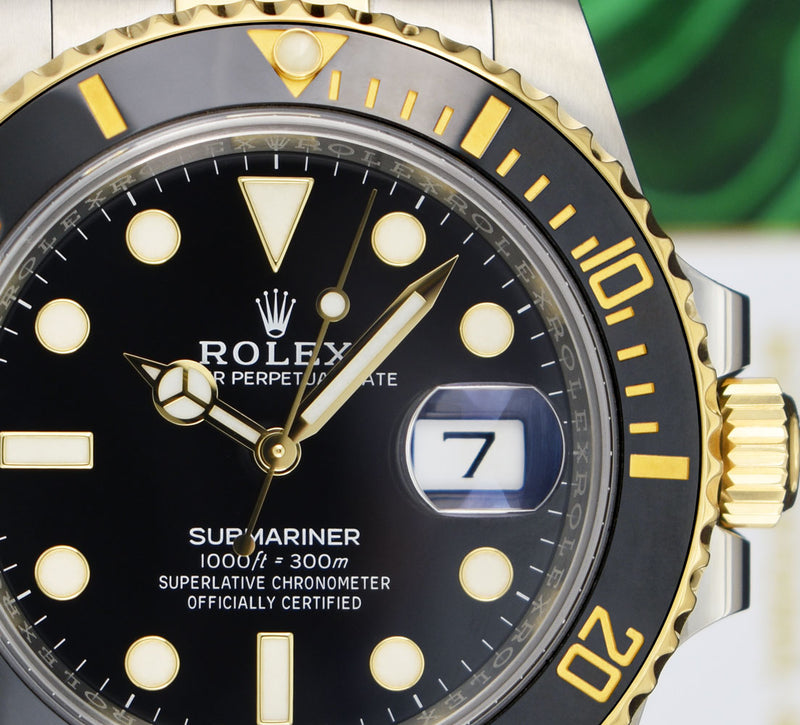 ROLEX 18kt Gold & Stainless Steel Submariner Black Dial Model 116613LN*