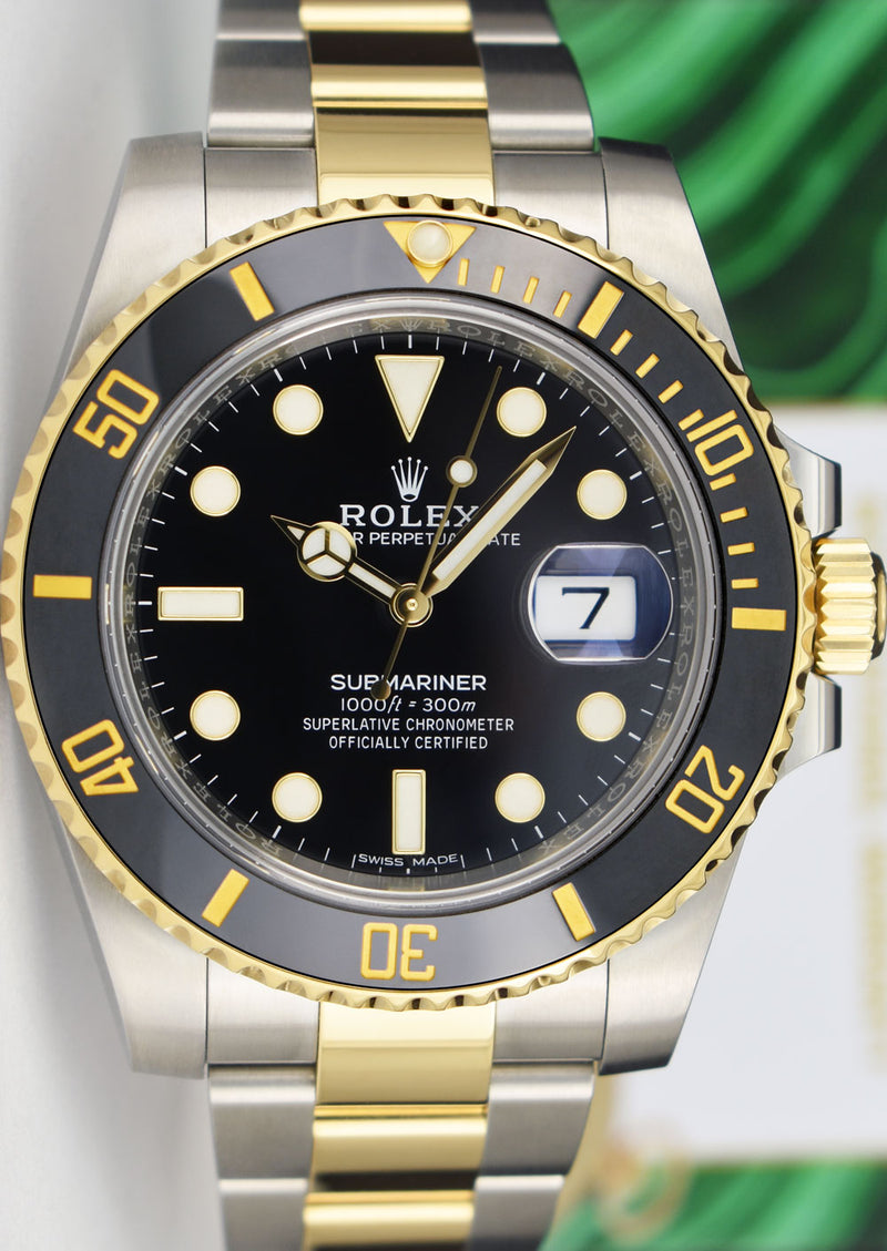 ROLEX 18kt Gold & Stainless Steel Submariner Black Dial Model 116613LN*