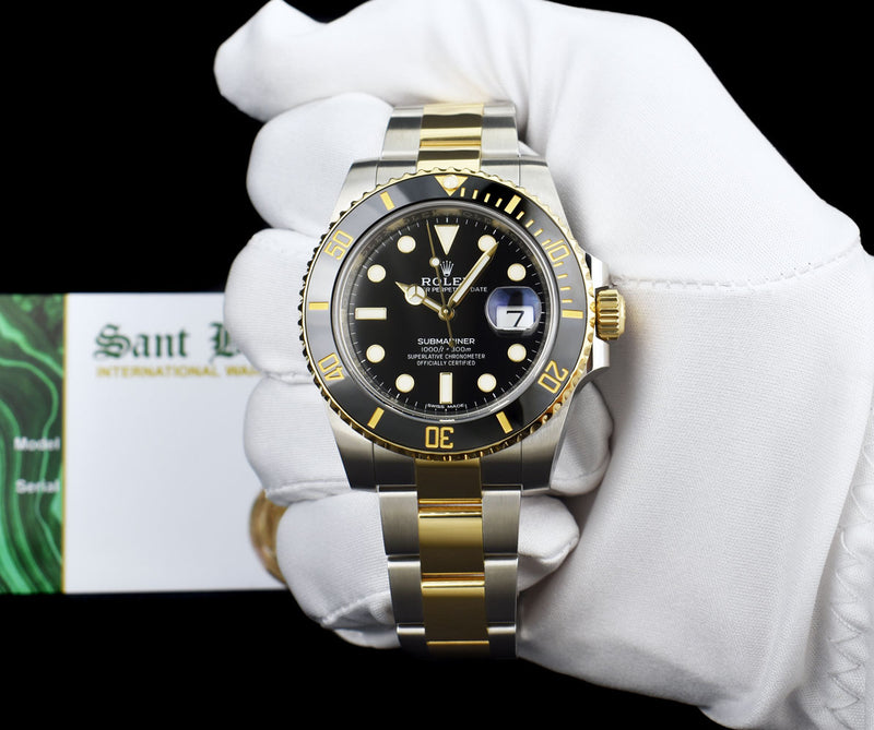 ROLEX 18kt Gold & Stainless Steel Submariner Black Dial Model 116613LN*