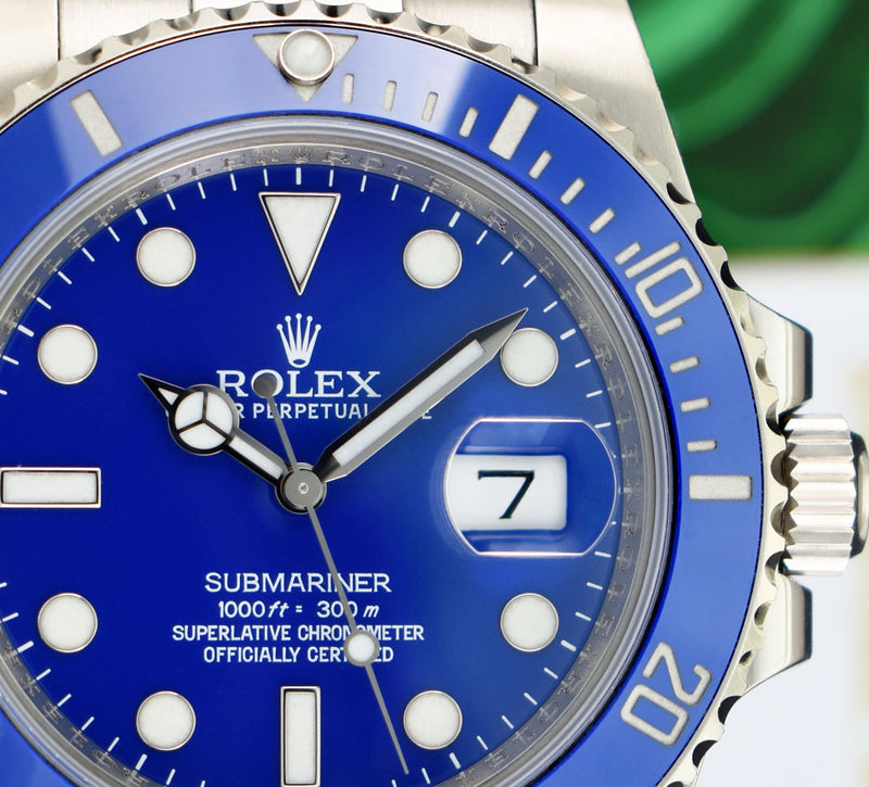 ROLEX 40mm 18kt White Gold Submariner Blue Dial Smurf Model 116619LB