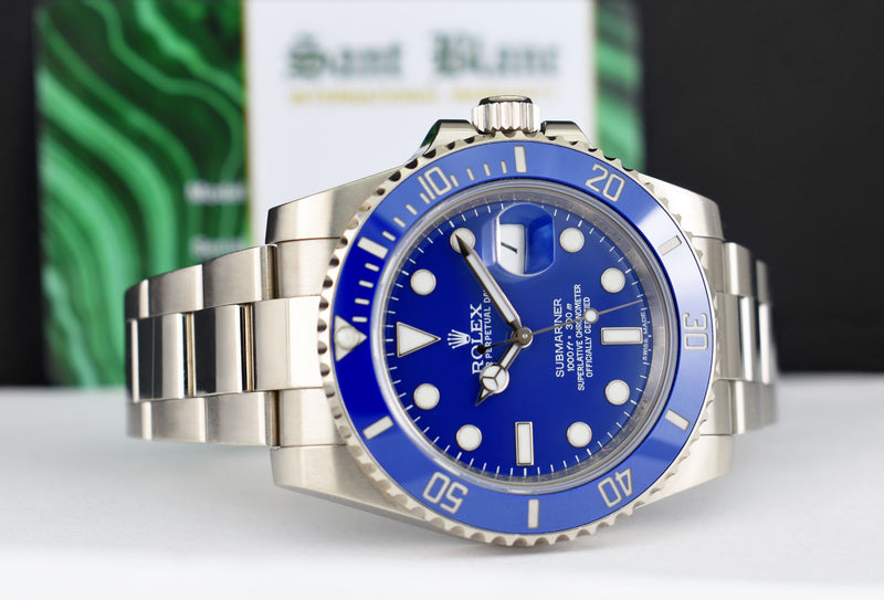 ROLEX 40mm 18kt White Gold Submariner Blue Dial Smurf Model 116619LB