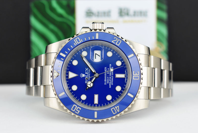 ROLEX 40mm 18kt White Gold Submariner Blue Dial Smurf Model 116619LB