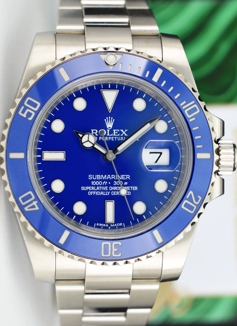 ROLEX 40mm 18kt White Gold Submariner Blue Dial Smurf Model 116619LB