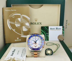 ROLEX 18kt Rose Gold & Stainless YachtMaster II Blue Hands Model 116681