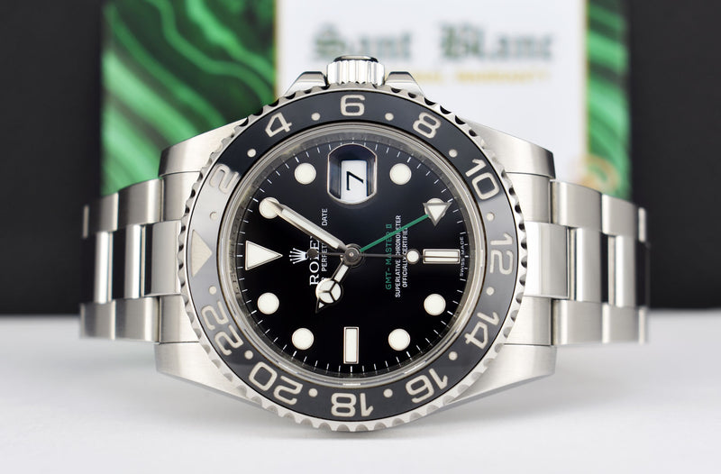 ROLEX Mens 40mm Stainless Steel GMT Master II Black Dial Model 116710LN