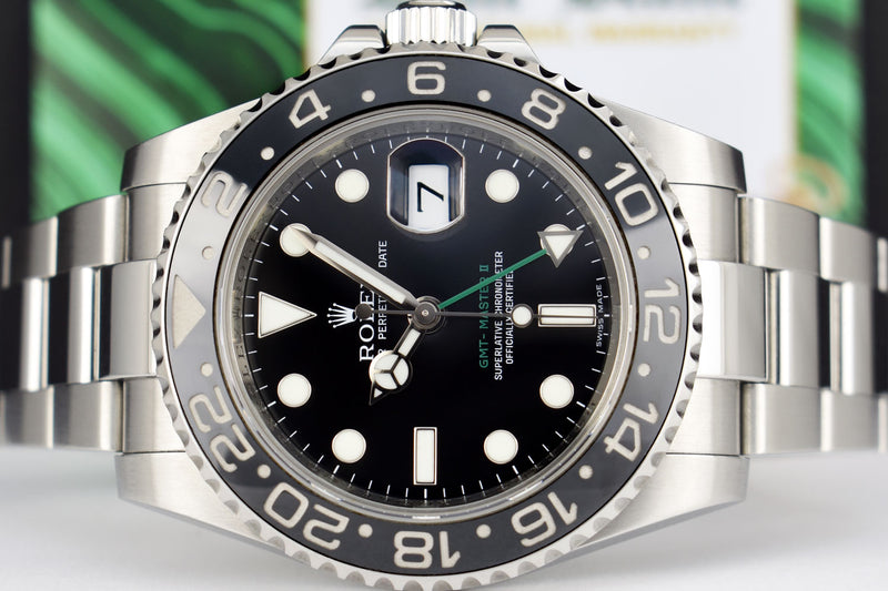 ROLEX Mens 40mm Stainless Steel GMT Master II Black Dial Model 116710LN