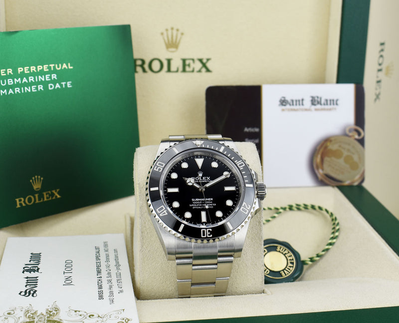 ROLEX Mens Stainless Steel Submariner 41 Black Dial w/ Card Model 124060