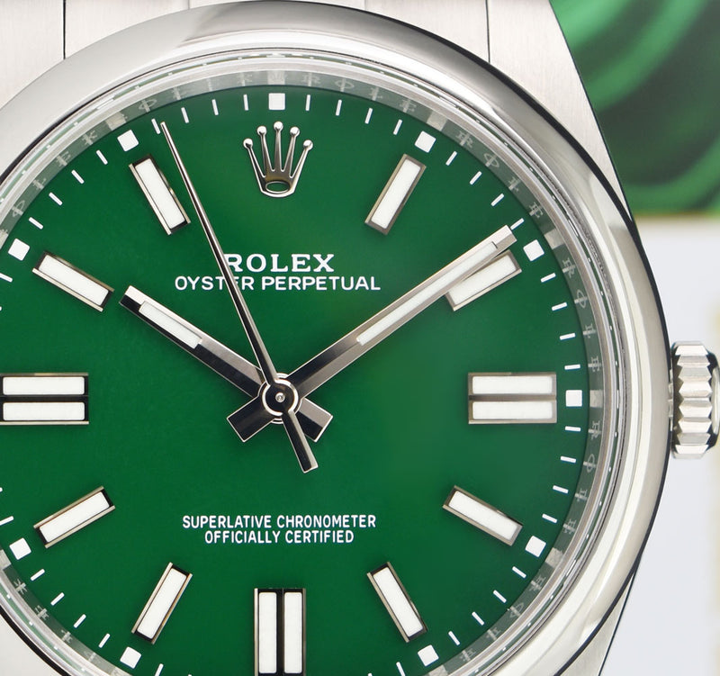 ROLEX 41mm Stainless Steel Oyster Perpetual Green Index Model 124300
