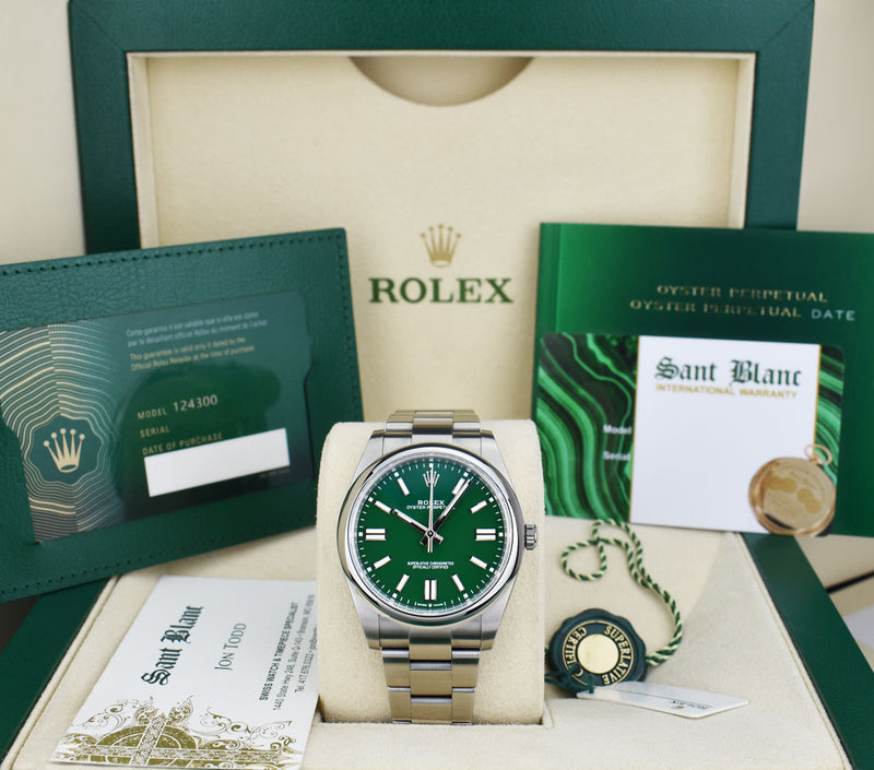 ROLEX 41mm Stainless Steel Oyster Perpetual Green Index Model 124300